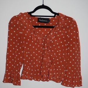 Realisation Par Valentina Ruffle Rust Spot Red polka dots Blouse